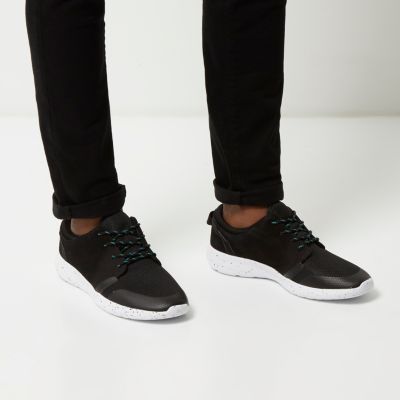 Black speckled lace-up trainers
